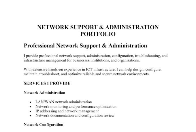 provide professional network and server technical support